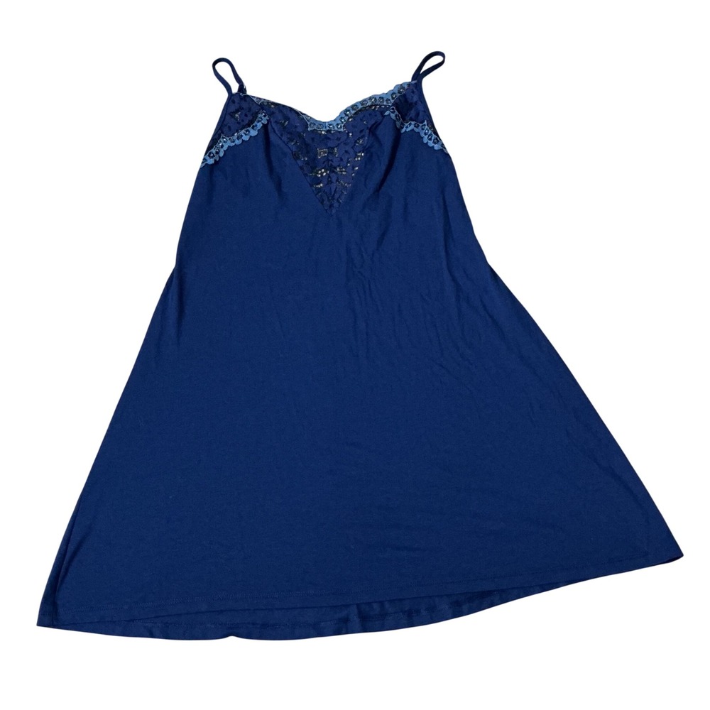 Victoria's Secret Lace Trim Chemise Nightgown Womens S Blue Sleep Romantic NEW